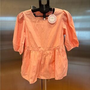 Umgee Coral Puff Sleeve Top with Pockets